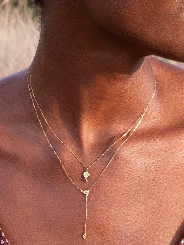 Horsetail Fossil Nugget Necklace with Hanging Diamond