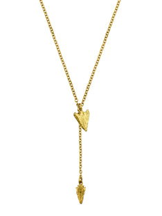 Double Flint Arrowhead Drop Necklace