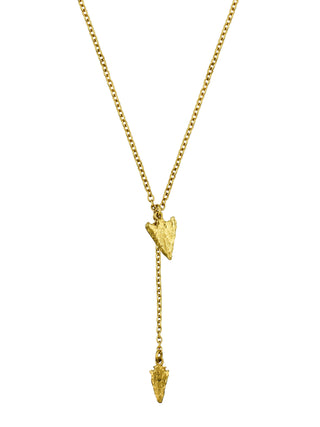 Double Flint Arrowhead Drop Necklace