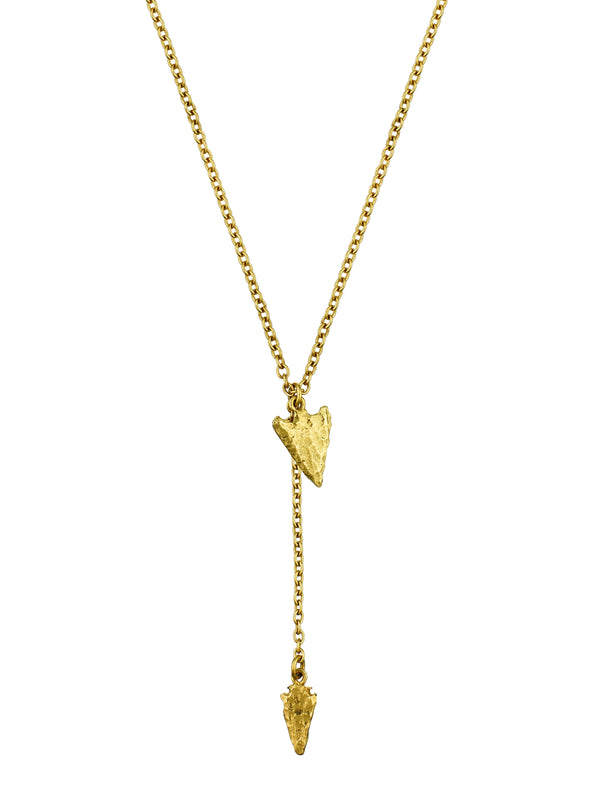 Double Flint Arrowhead Drop Necklace