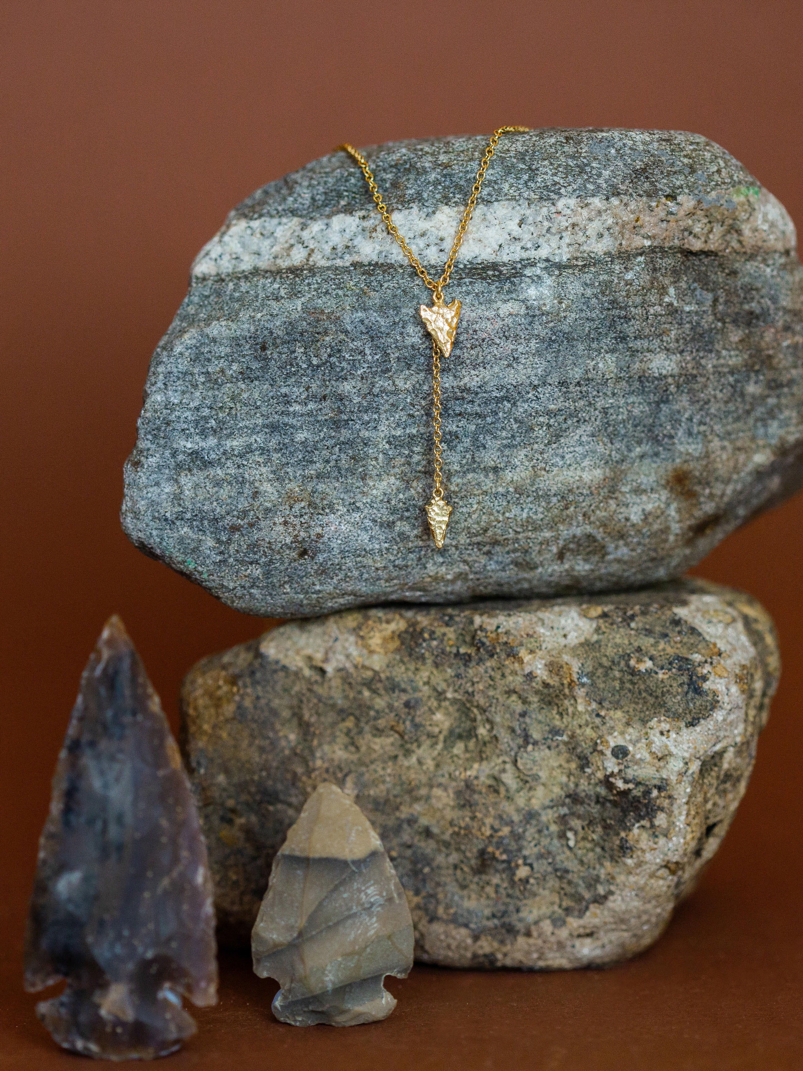 Double Flint Arrowhead Drop Necklace - image 3