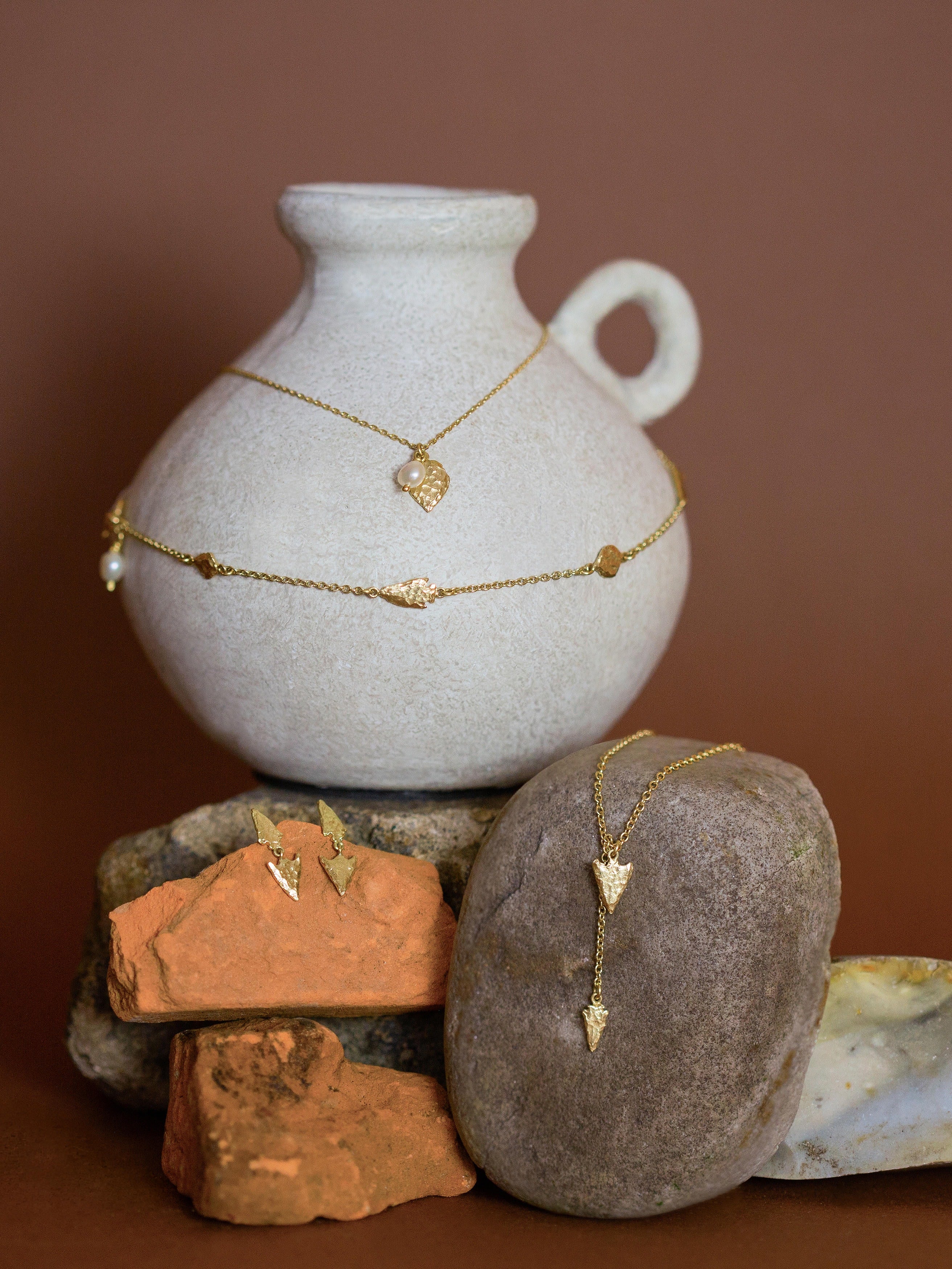 Double Flint Arrowhead Drop Necklace - image 5