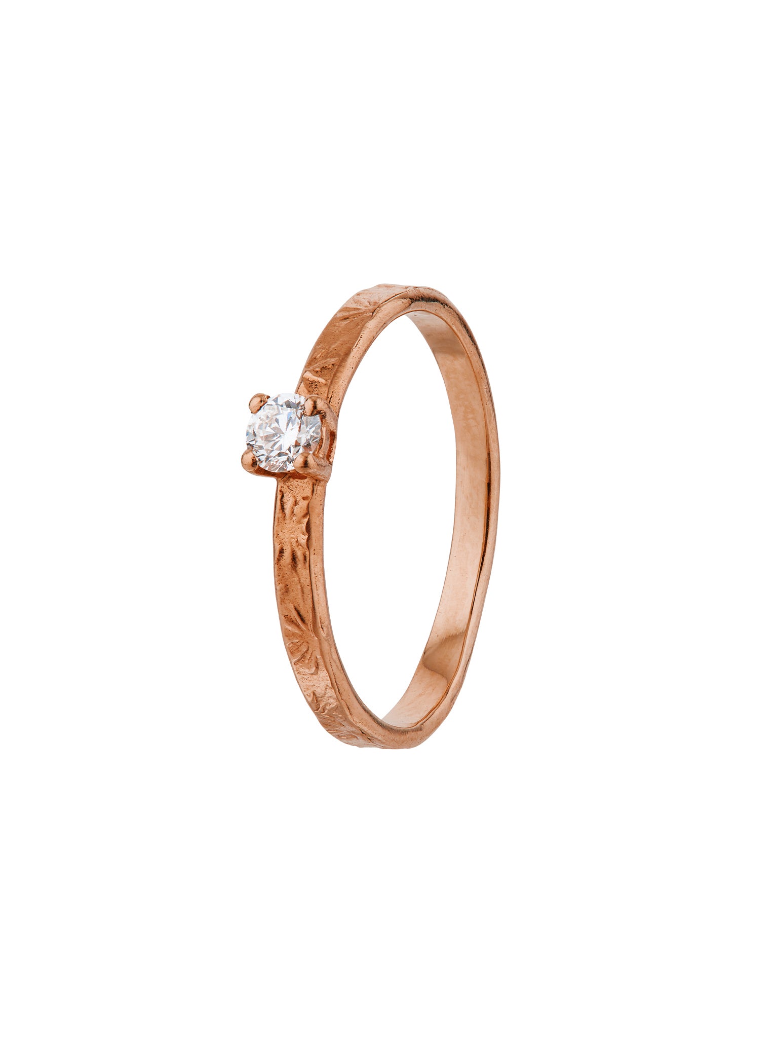 Horsetail Fossil Ring with Diamond - image 8 | 18ct rose gold