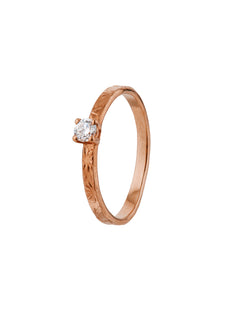 Horsetail Fossil Ring with Diamond