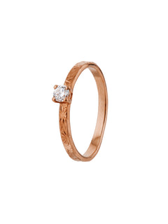 Horsetail Fossil Ring with Diamond