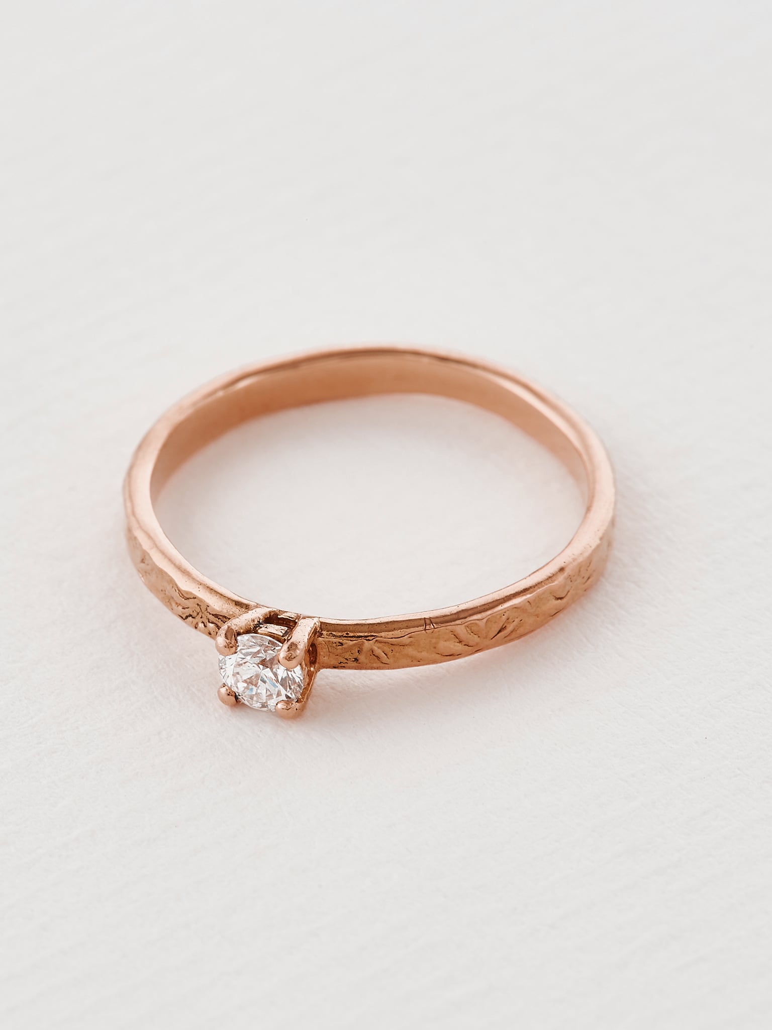 Horsetail Fossil Ring with Diamond - image 9 | 18ct rose gold