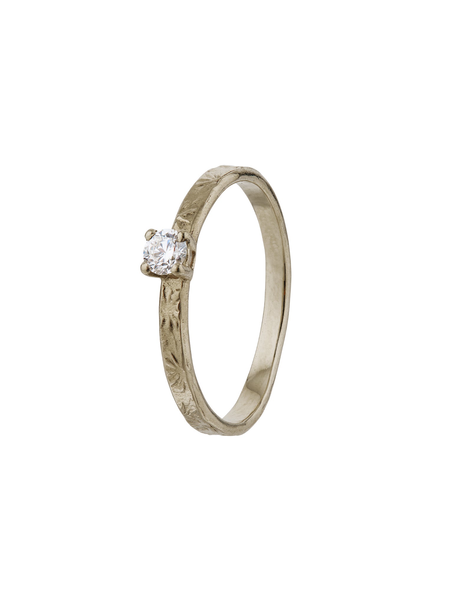 Horsetail Fossil Ring with Diamond - image 5 | 18ct white gold