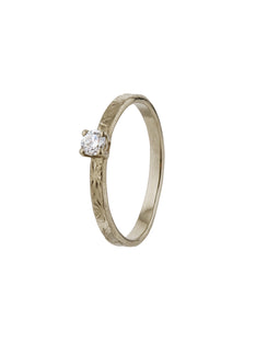 Horsetail Fossil Ring with Diamond