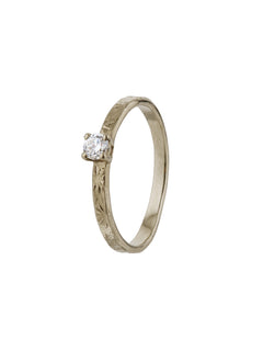 Horsetail Fossil Ring with Diamond