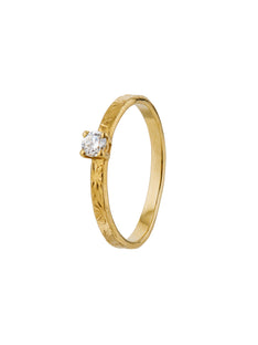 Horsetail Fossil Ring with Diamond