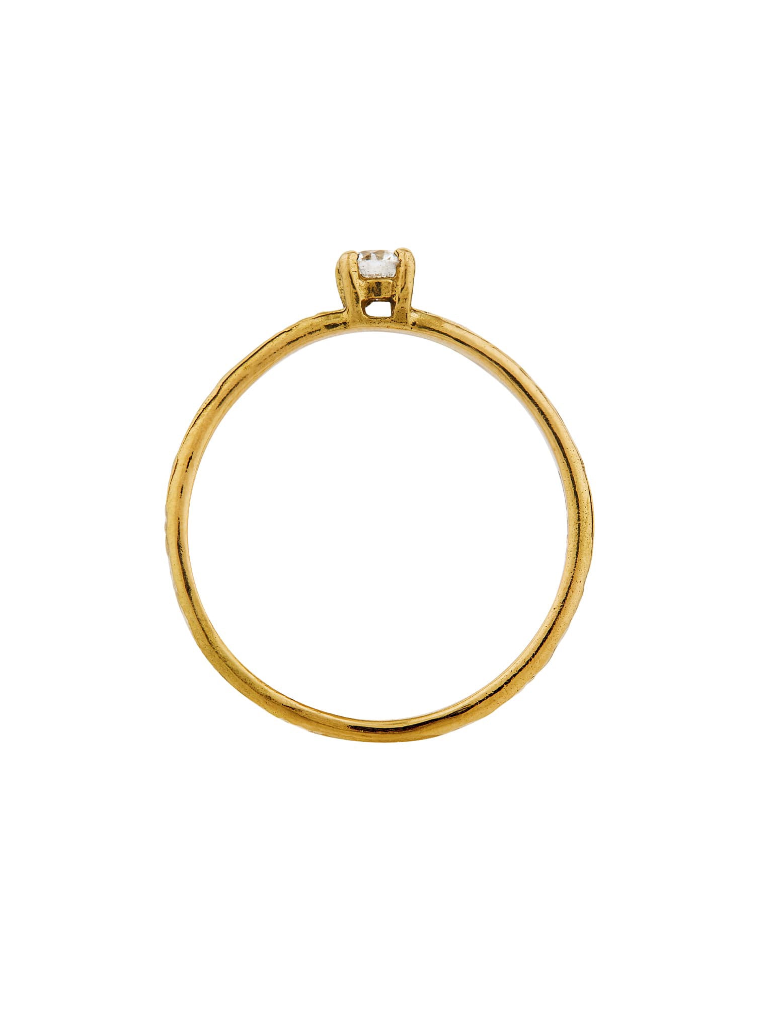 Horsetail Fossil Ring with Diamond - image 4 | 18ct yellow gold