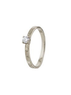 Horsetail Fossil Ring with Diamond