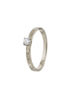 Horsetail Fossil Ring with Diamond