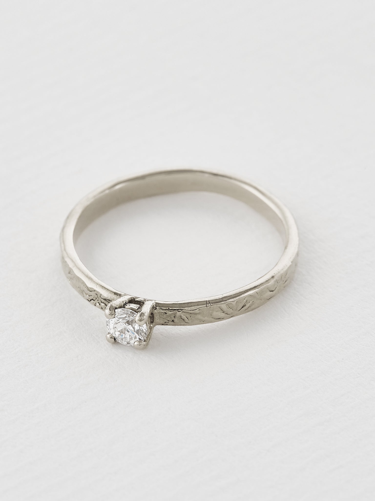 Horsetail Fossil Ring with Diamond - image 12 | platinum