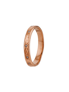 Horsetail Fossil Ring with 7 Diamonds