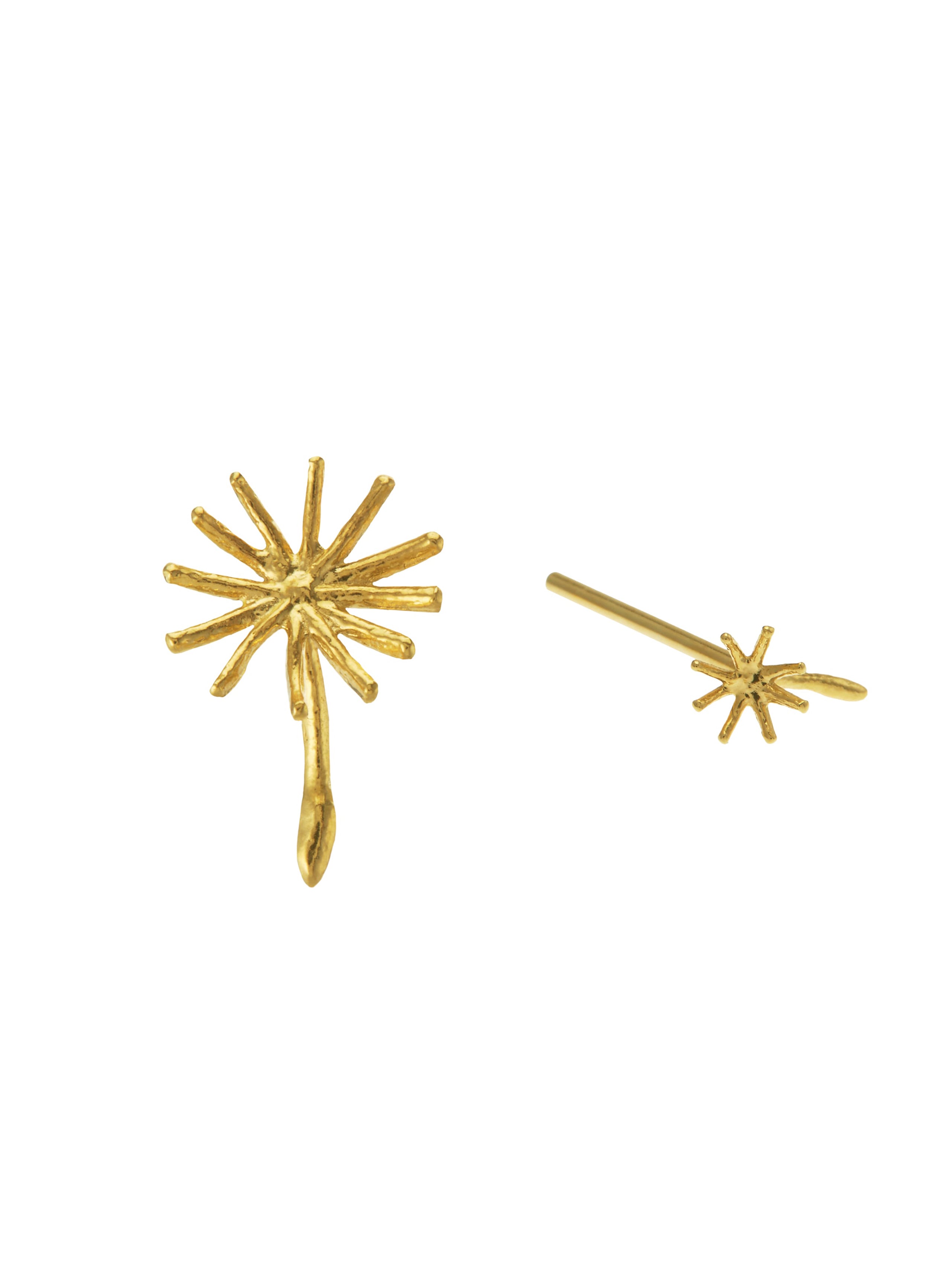Asymmetric Dandelion Fluff Earrings - image 3 | gold plate