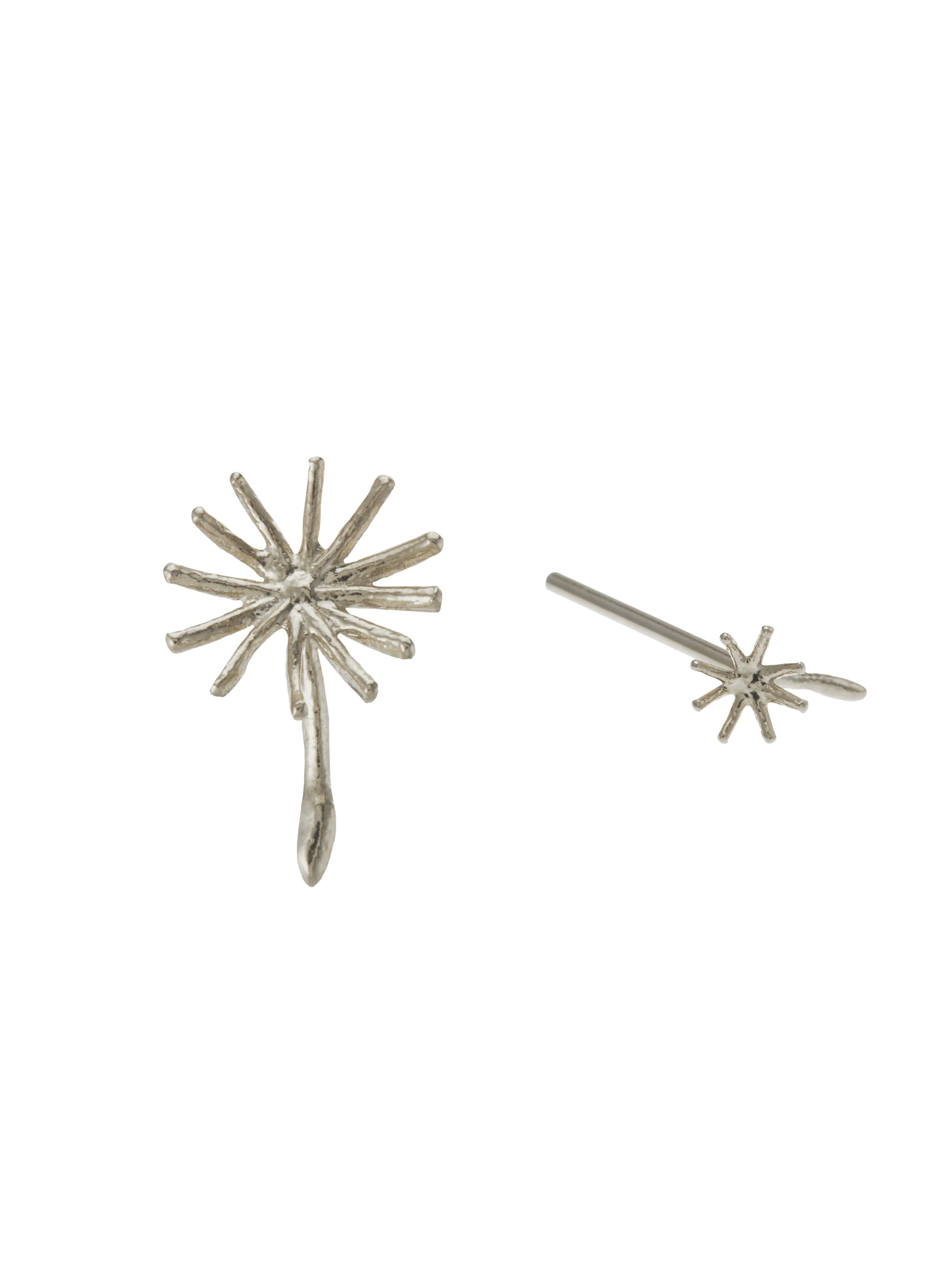 Asymmetric Dandelion Fluff Earrings - image 7 | silver