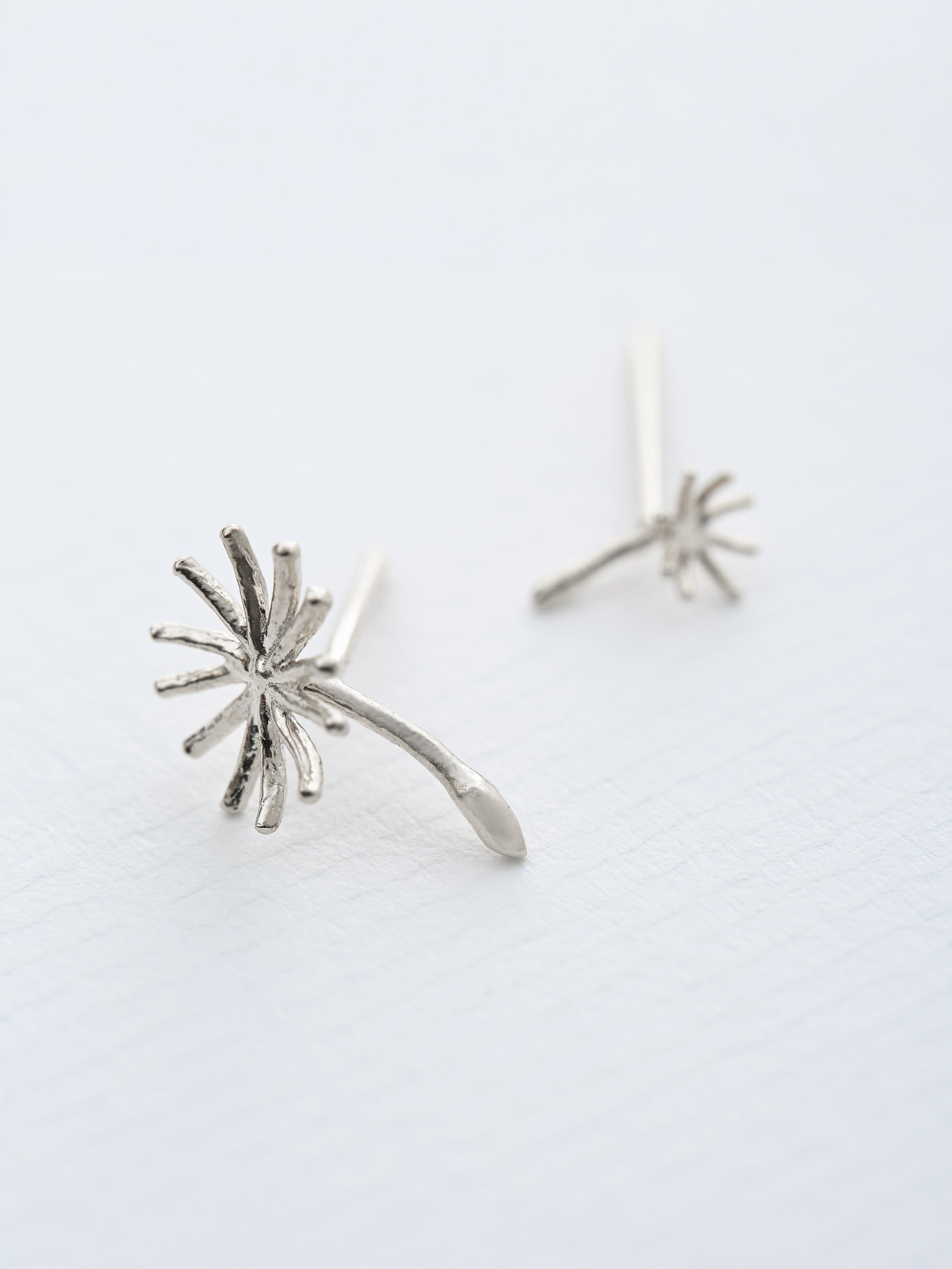 Asymmetric Dandelion Fluff Earrings - image 6 | silver