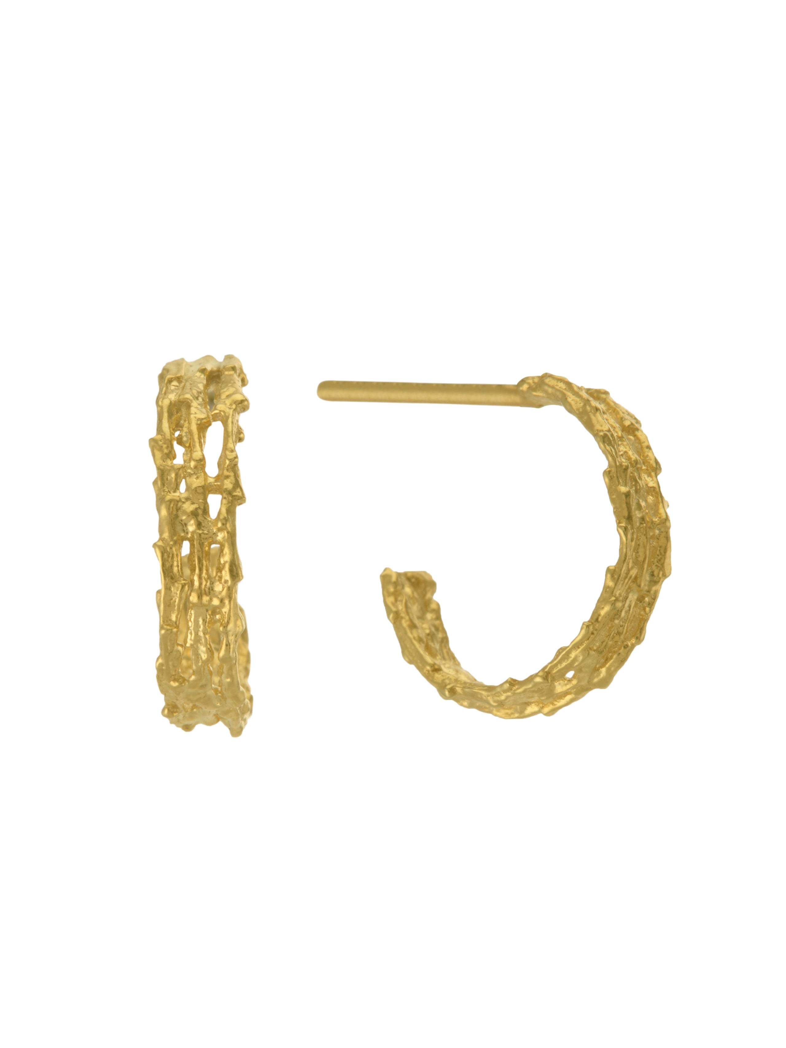 Nest Structure Mini Hoop Earrings - image 1 | gold plate