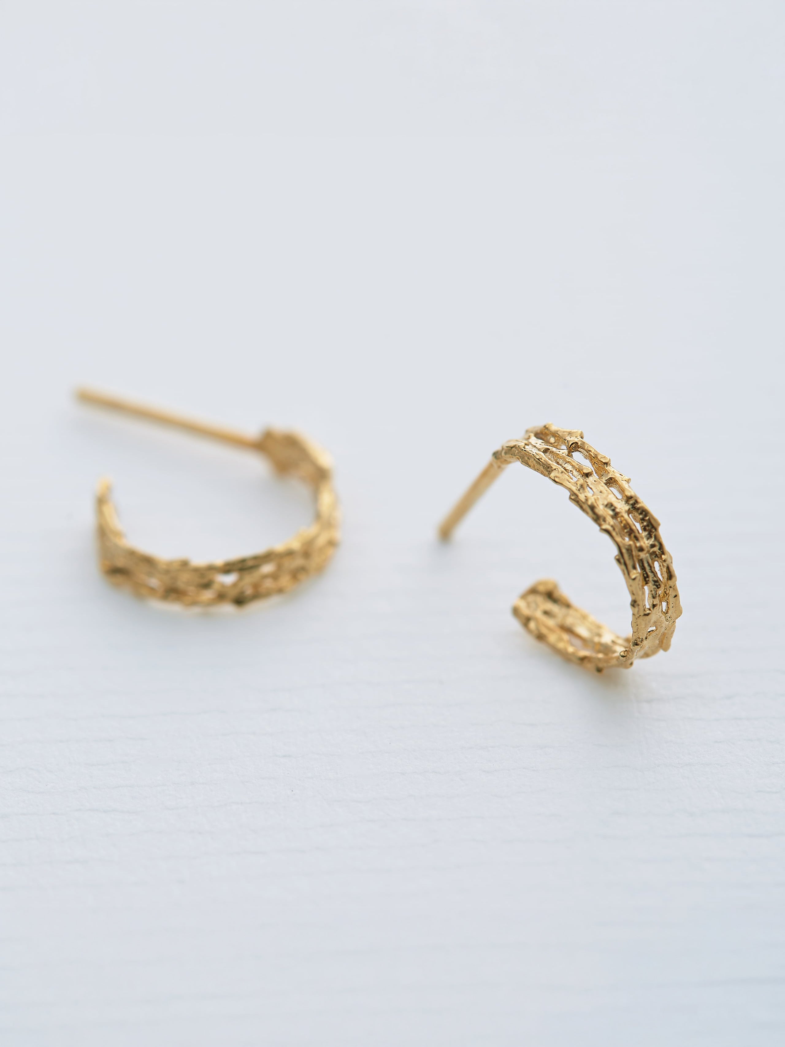 Nest Structure Mini Hoop Earrings - image 4 | gold plate