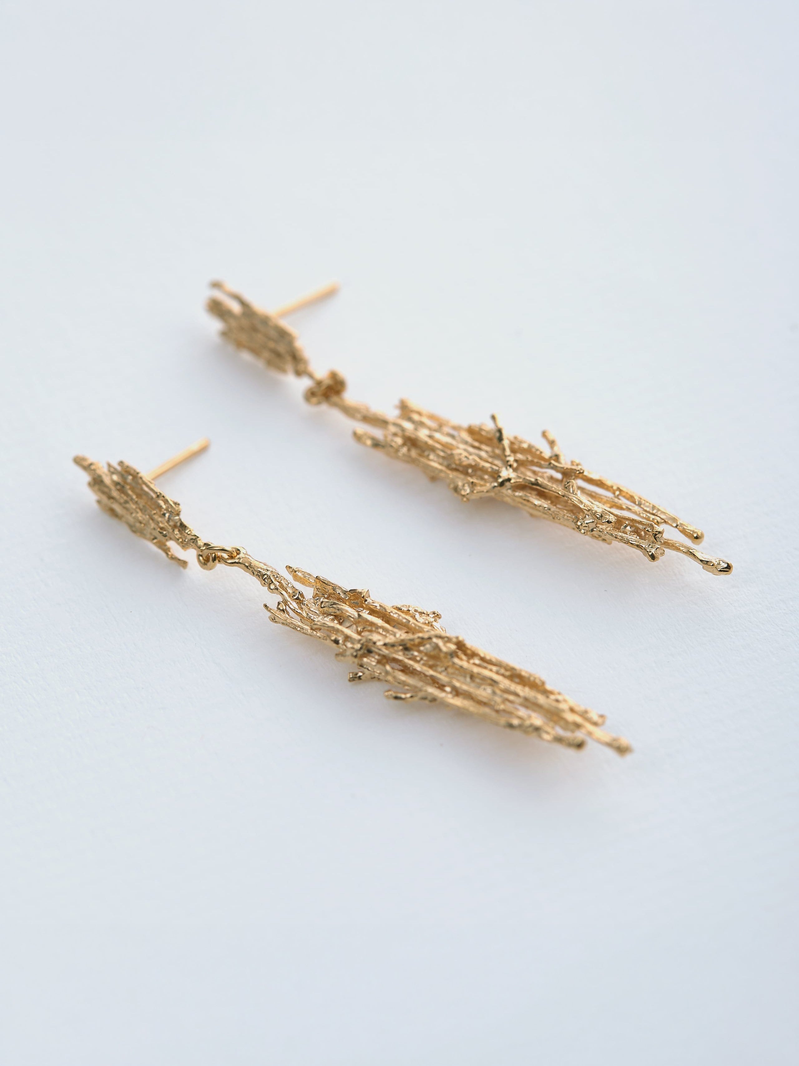 Nest Structure Statement Drop Earrings - image 2 | gold plate