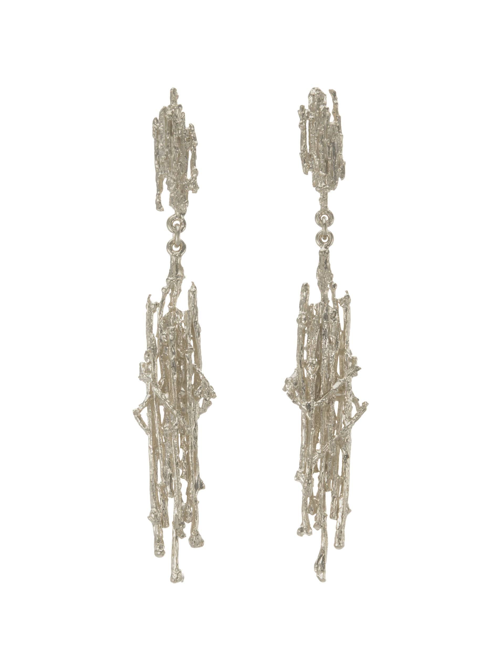 Nest Structure Statement Drop Earrings - image 3 | silver