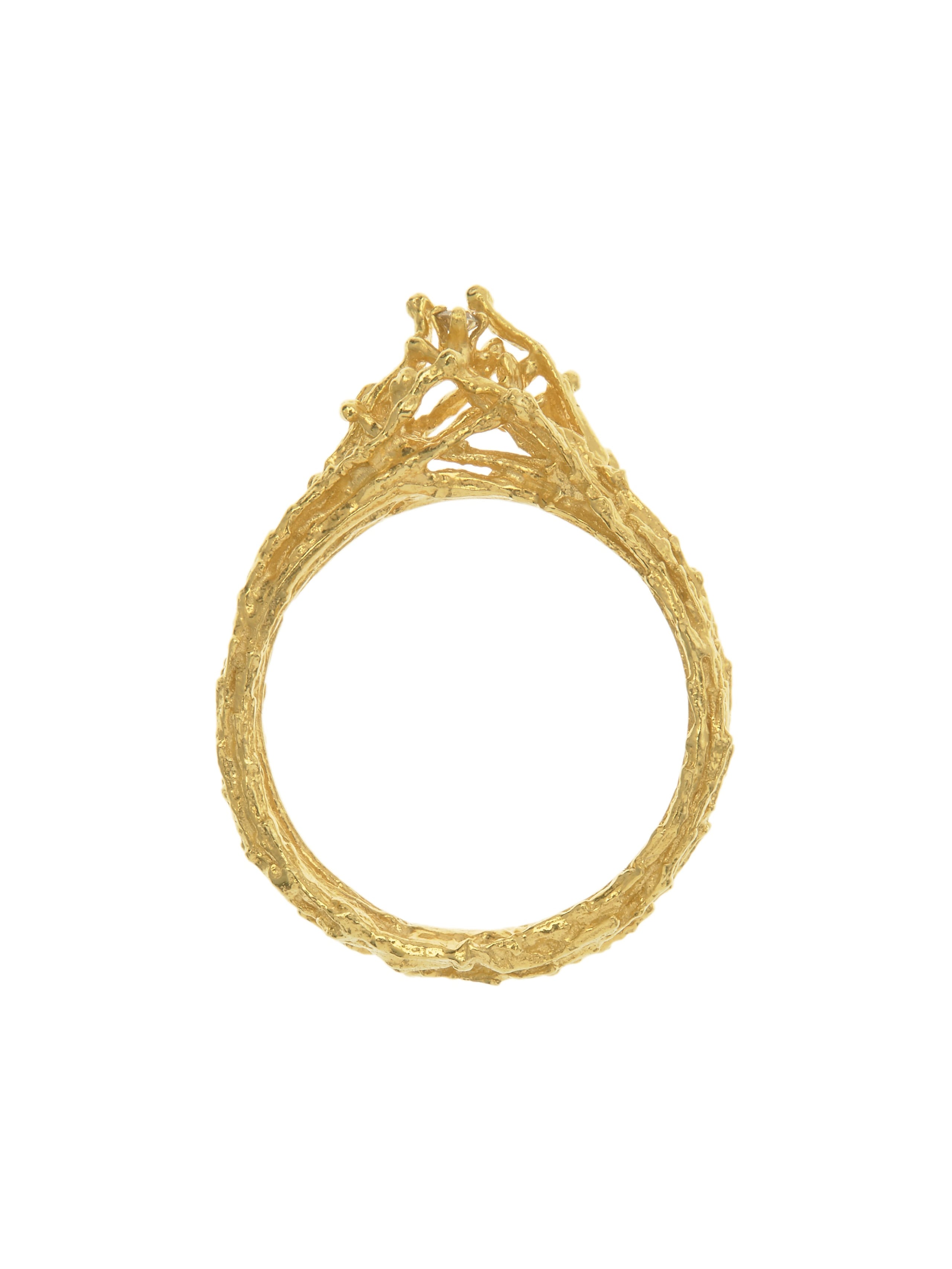 Champagne Diamond Nest Structure Ring - image 4 | gold plate
