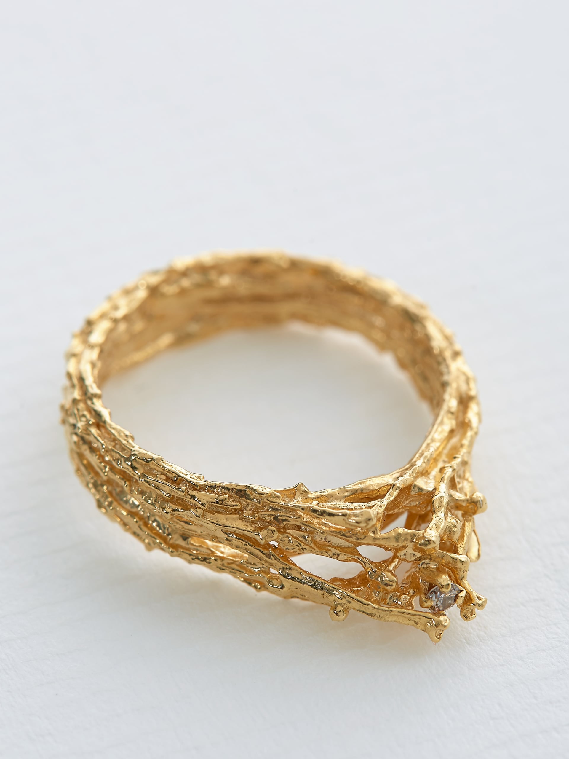 Champagne Diamond Nest Structure Ring - image 3 | gold plate