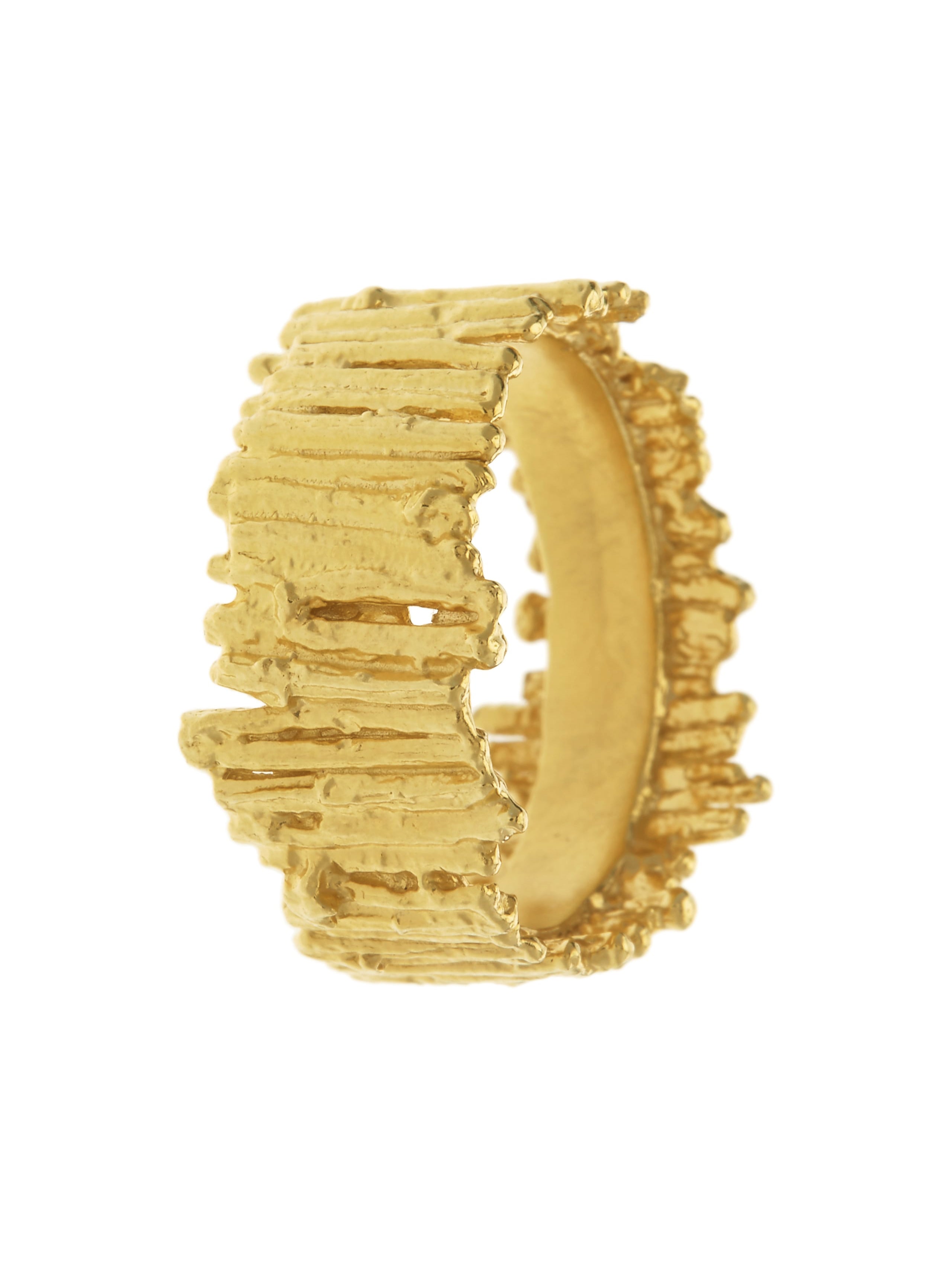 Tree Bark Wide Ring - image 1 | gold plate