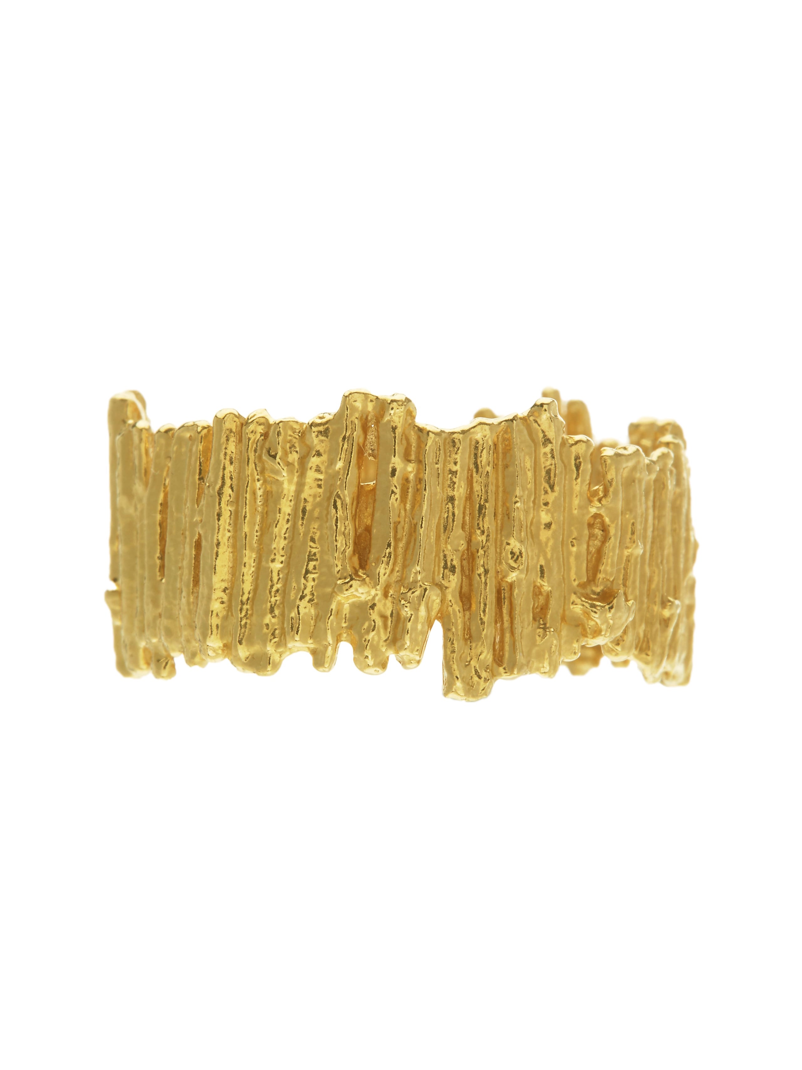Tree Bark Wide Ring - image 6 | gold plate