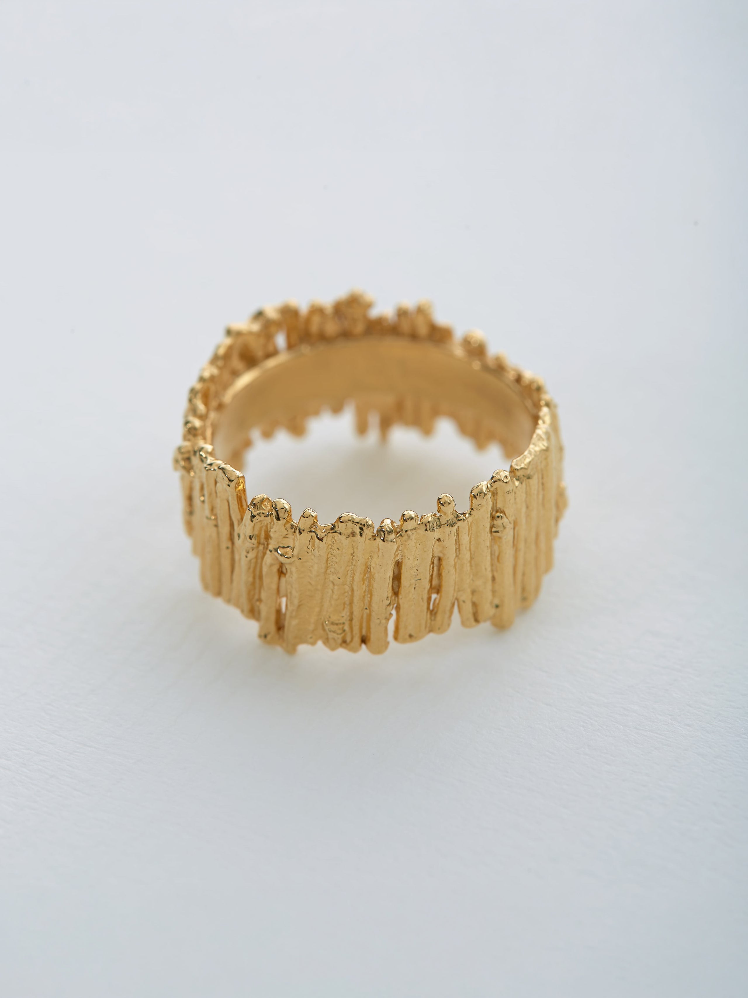 Tree Bark Wide Ring - image 5 | gold plate