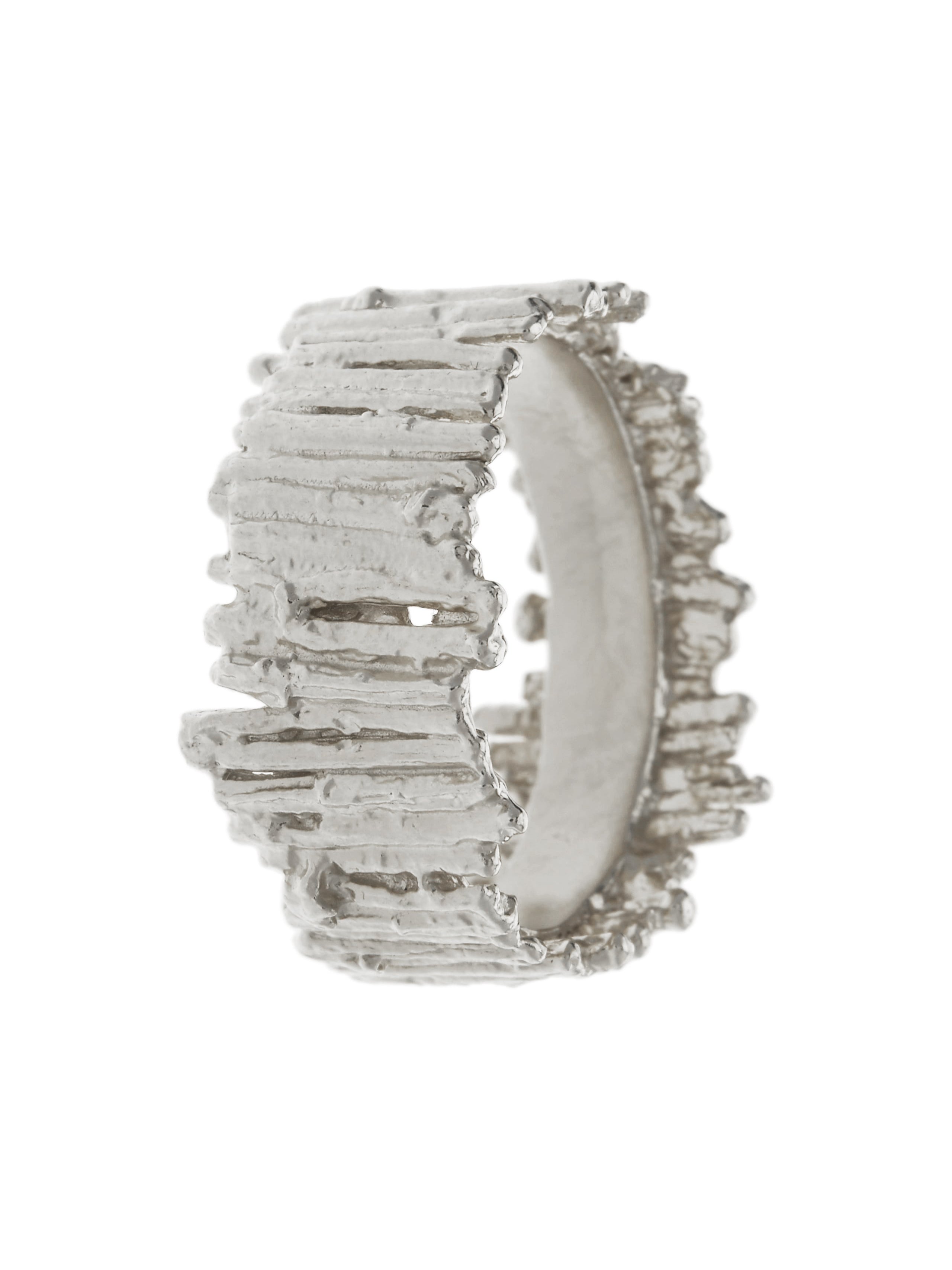 Tree Bark Wide Ring - image 7 | silver