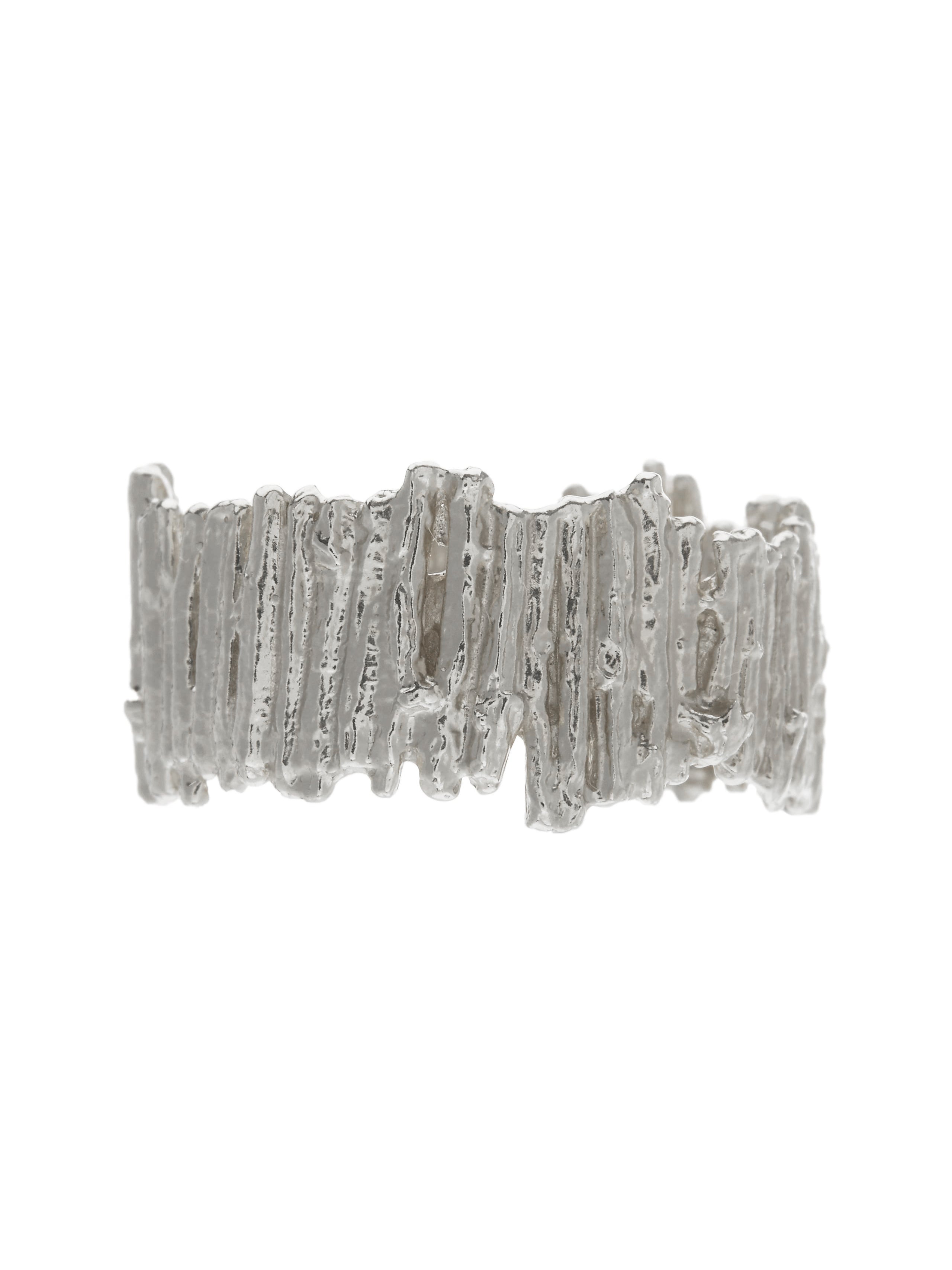 Tree Bark Wide Ring - image 10 | silver