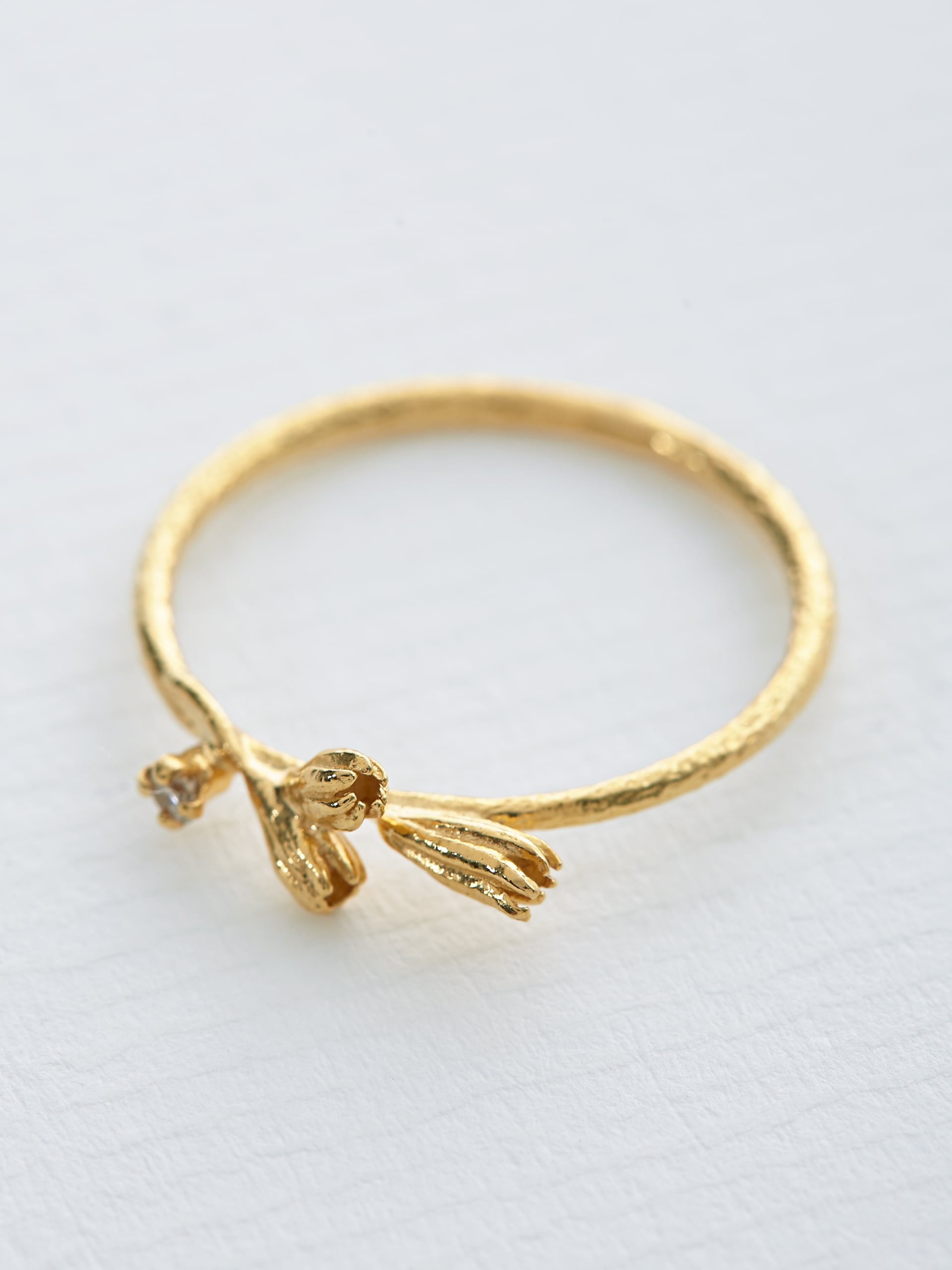 Seed Pod & Champagne Diamond Ring - image 3 | gold plate