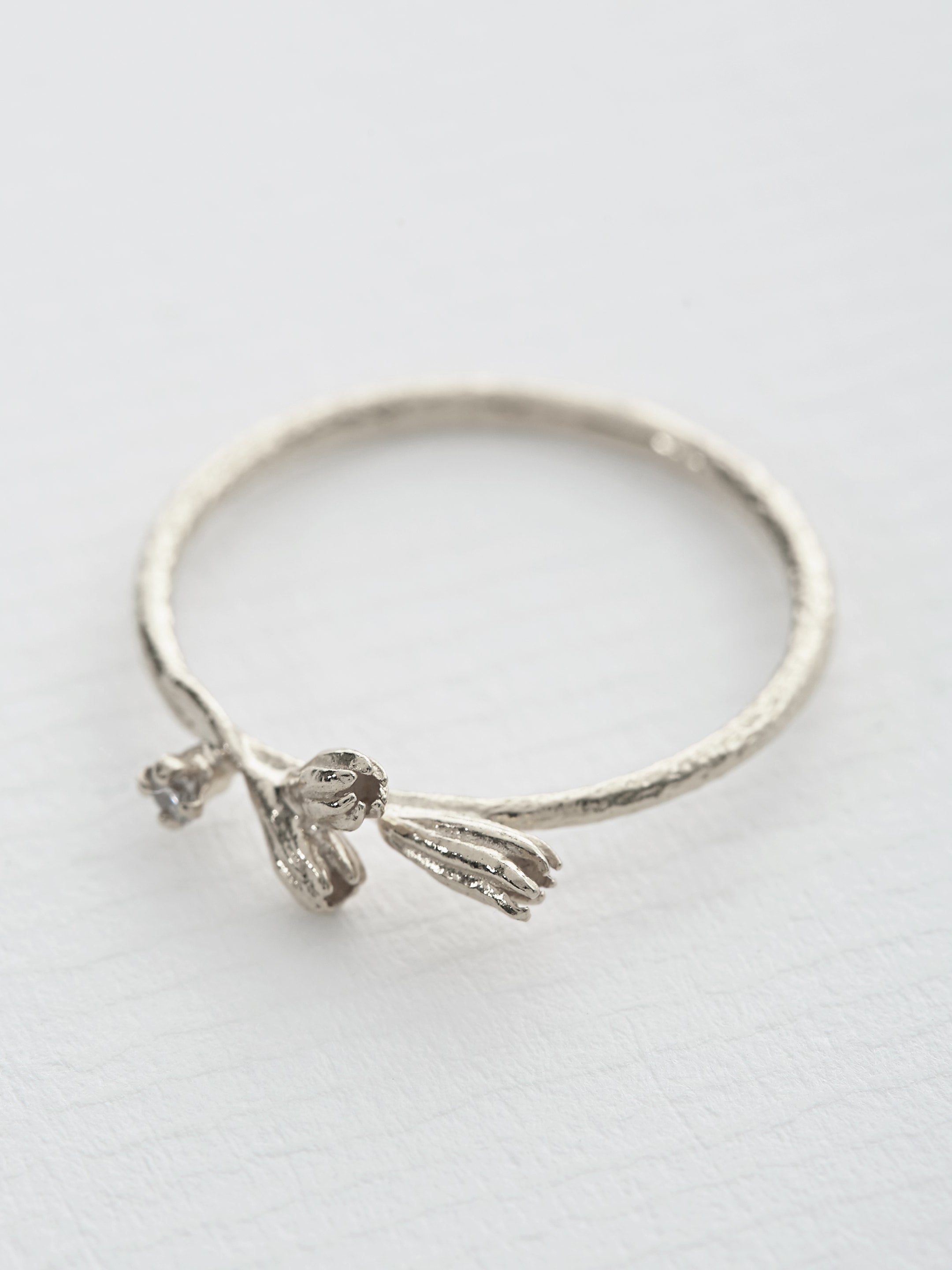 Seed Pod & Champagne Diamond Ring - image 7 | silver