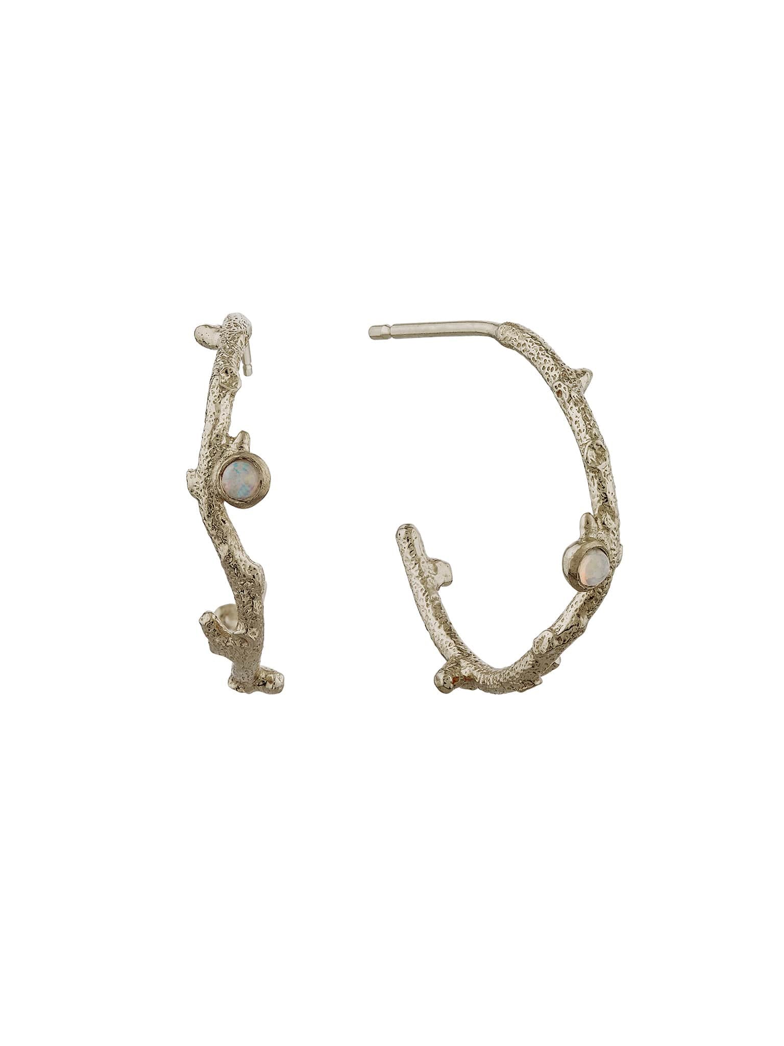 Branch Coral Hoop Earrings with Opal - image 7 | 18ct white gold