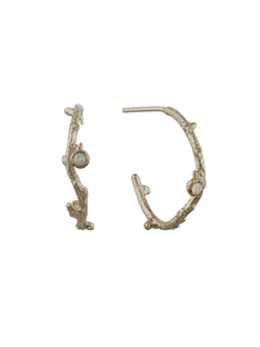 Branch Coral Hoop Earrings with Opal