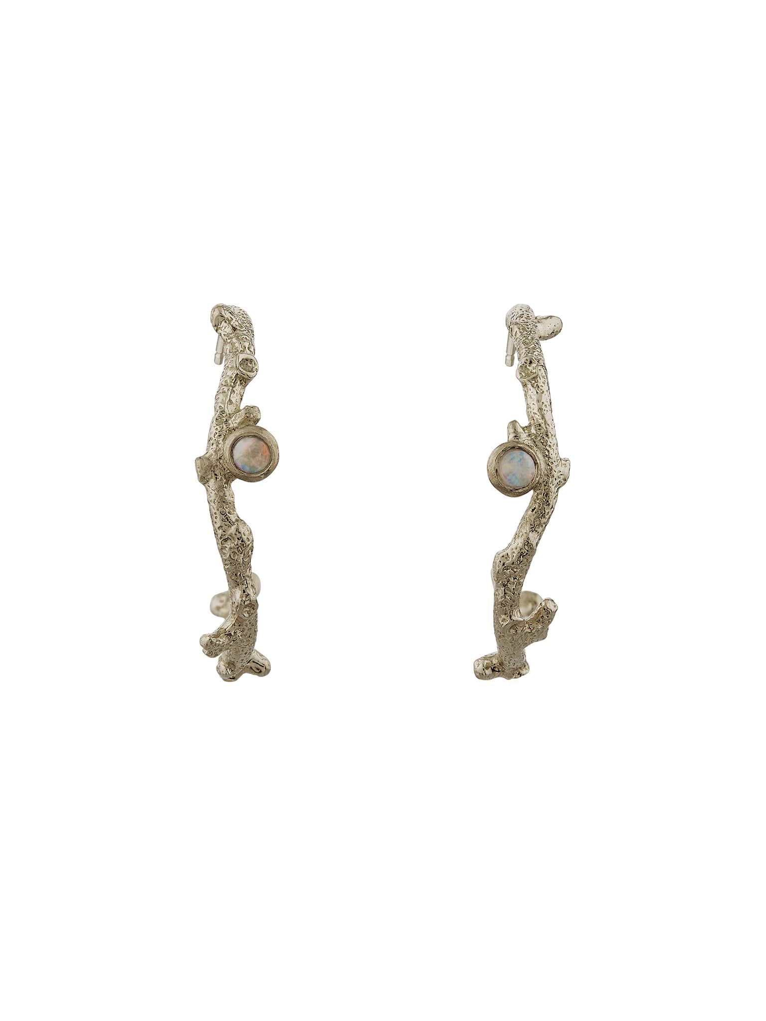 Branch Coral Hoop Earrings with Opal - image 9 | 18ct white gold
