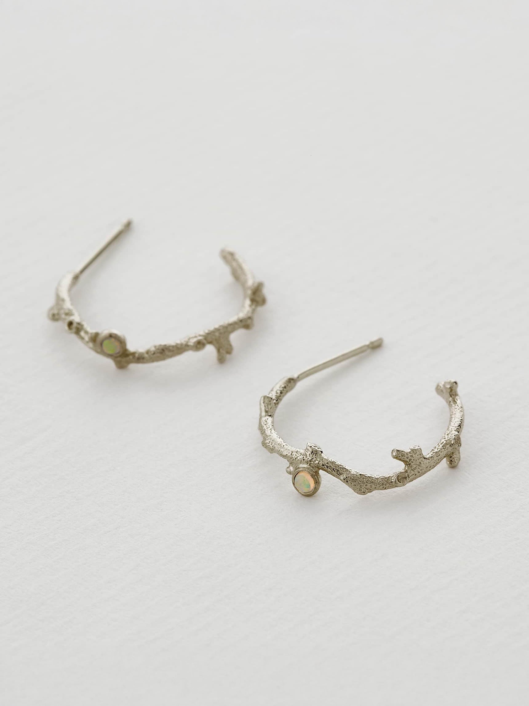 Branch Coral Hoop Earrings with Opal - image 8 | 18ct white gold