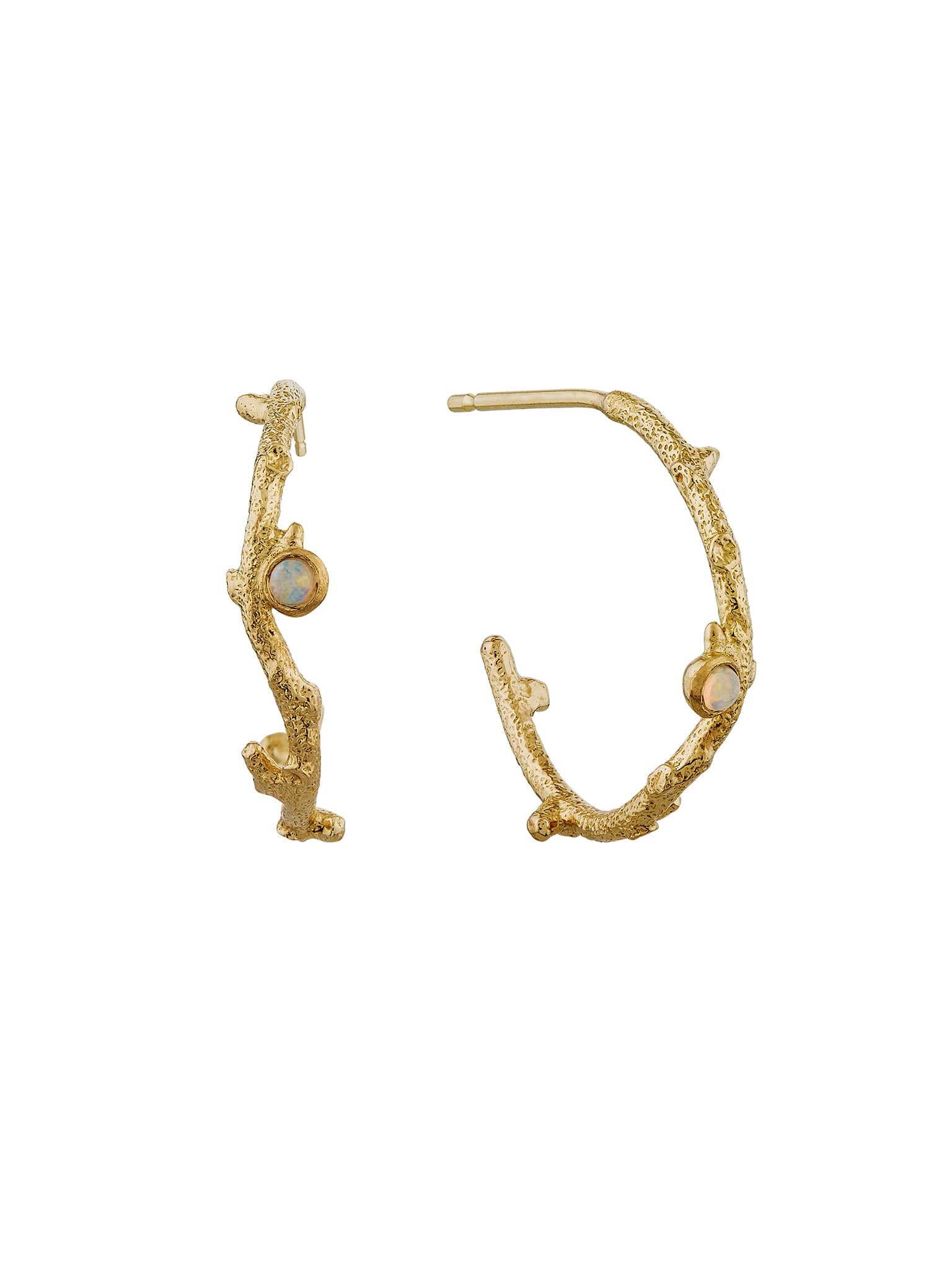 Branch Coral Hoop Earrings with Opal - image 1 | 18ct yellow gold