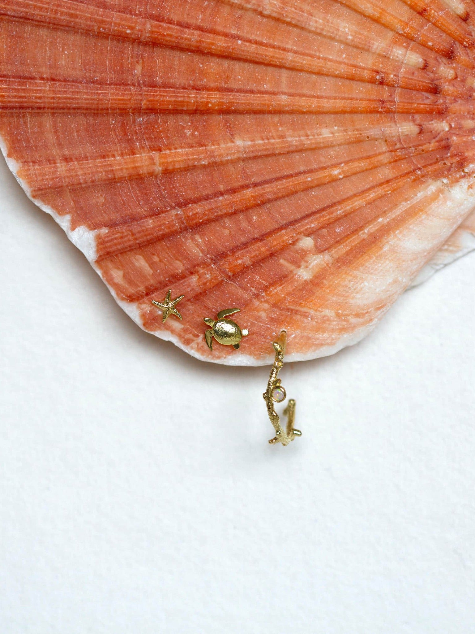 Branch Coral Hoop Earrings with Opal - image 2
