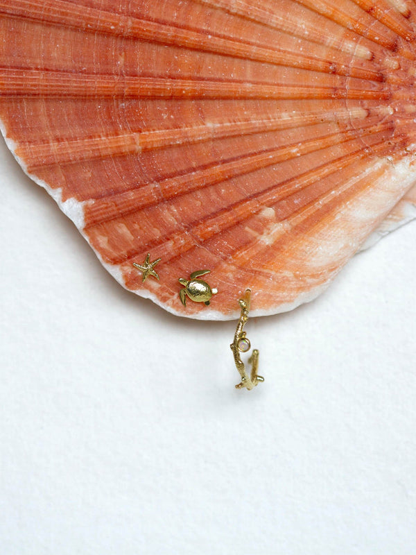 Branch Coral Hoop Earrings with Opal