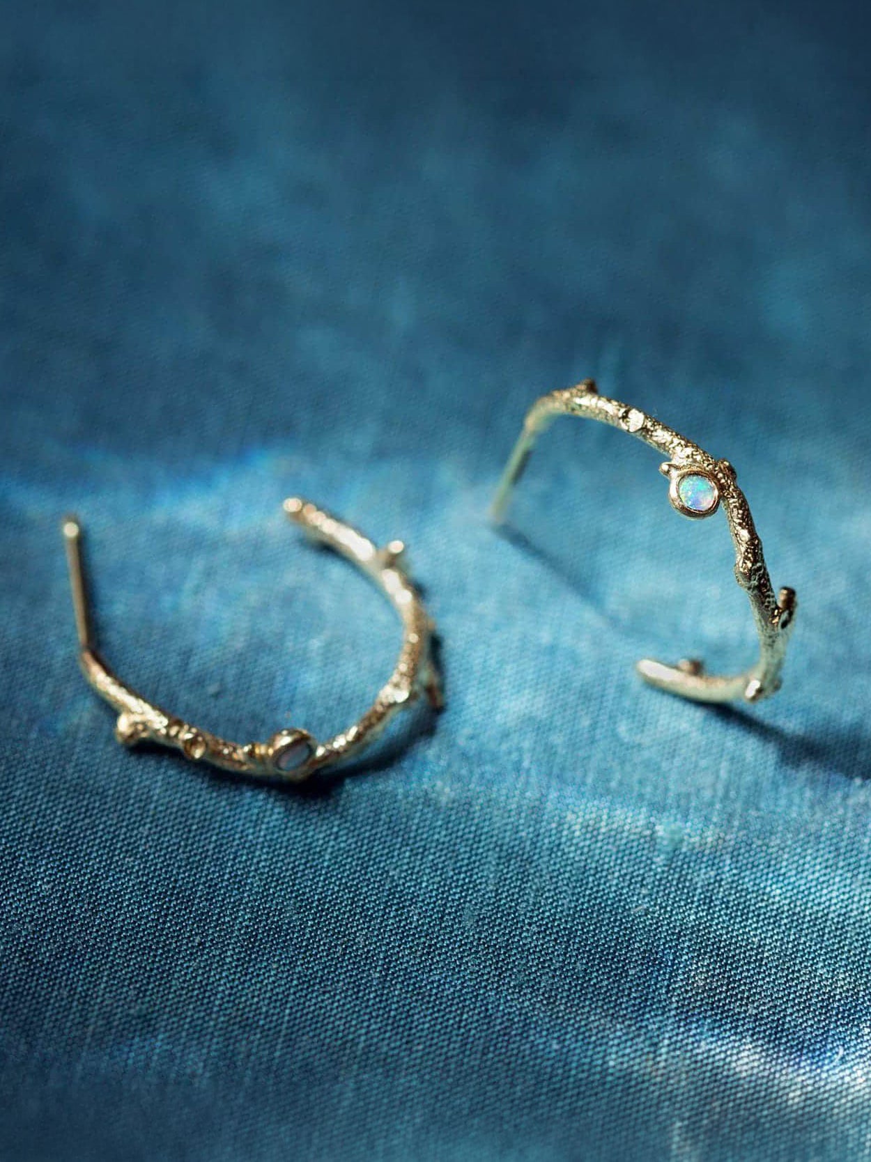 Branch Coral Hoop Earrings with Opal - image 3