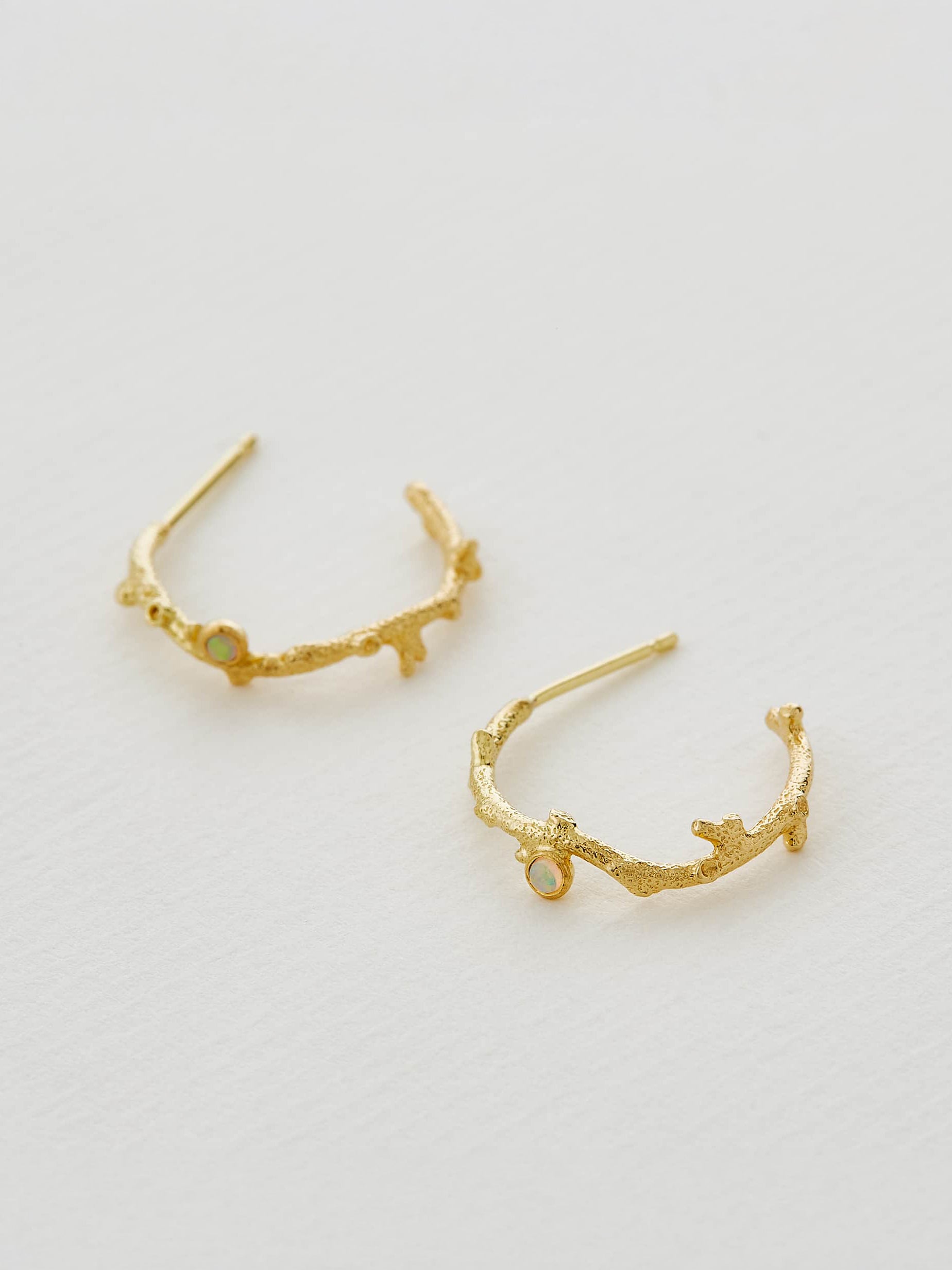 Branch Coral Hoop Earrings with Opal - image 5 | 18ct yellow gold