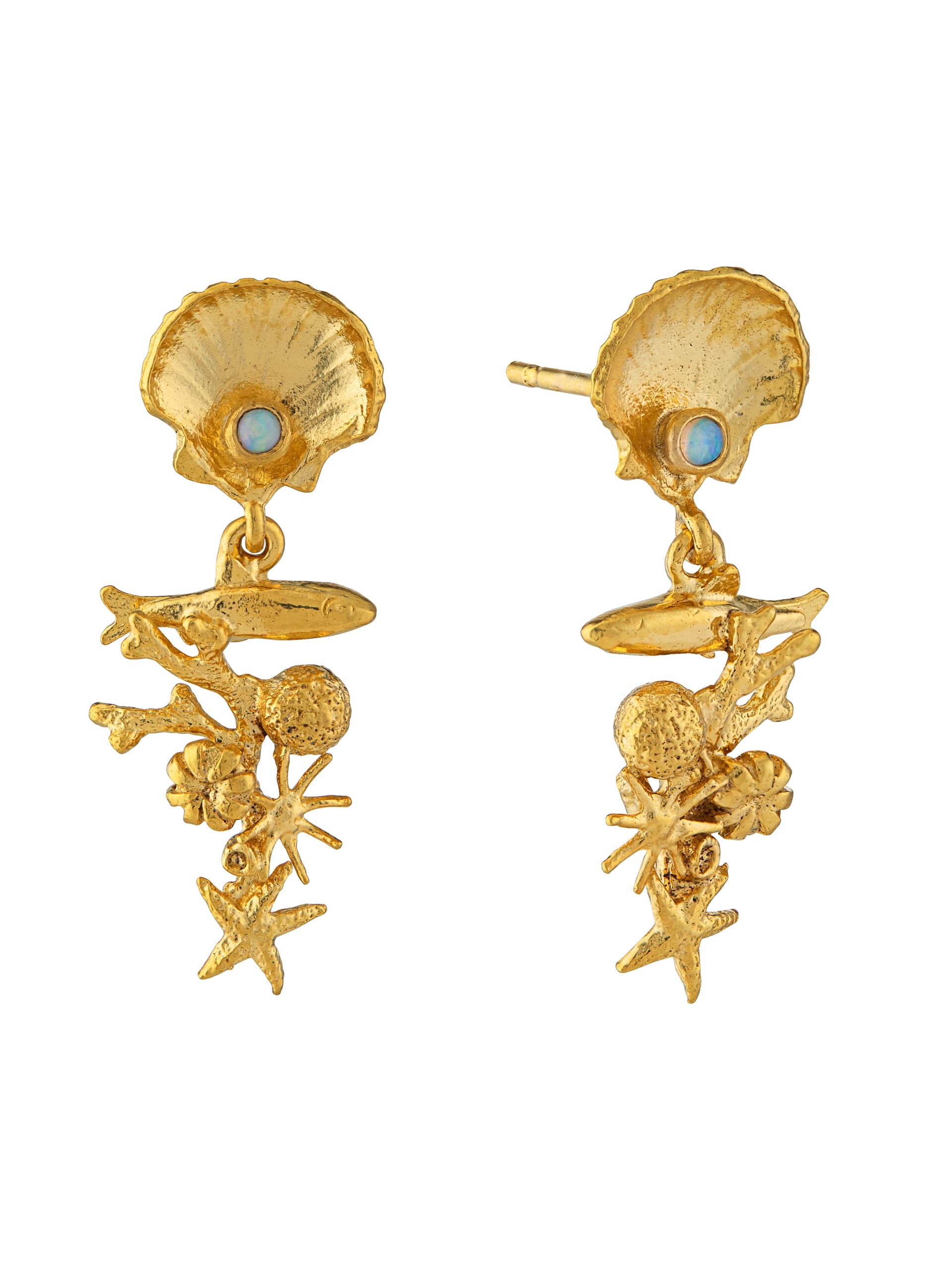 Coral Reef Opal Drop Earrings - image 1 | gold plate