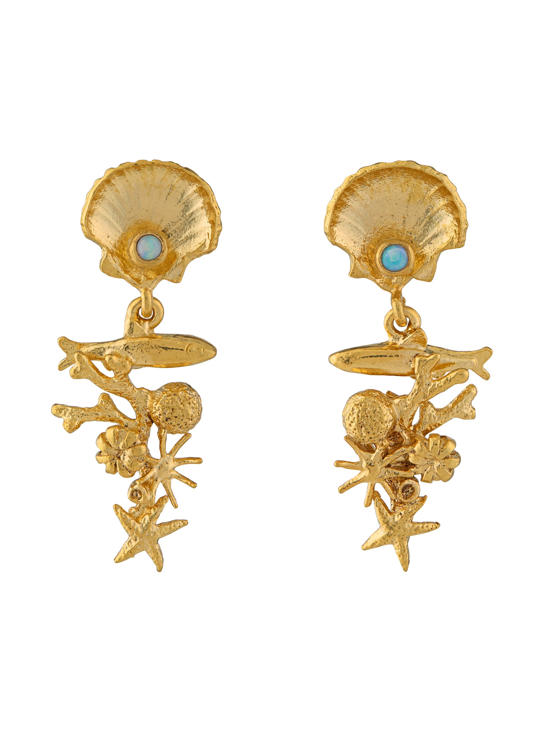 Coral Reef Opal Drop Earrings - image 5 | gold plate