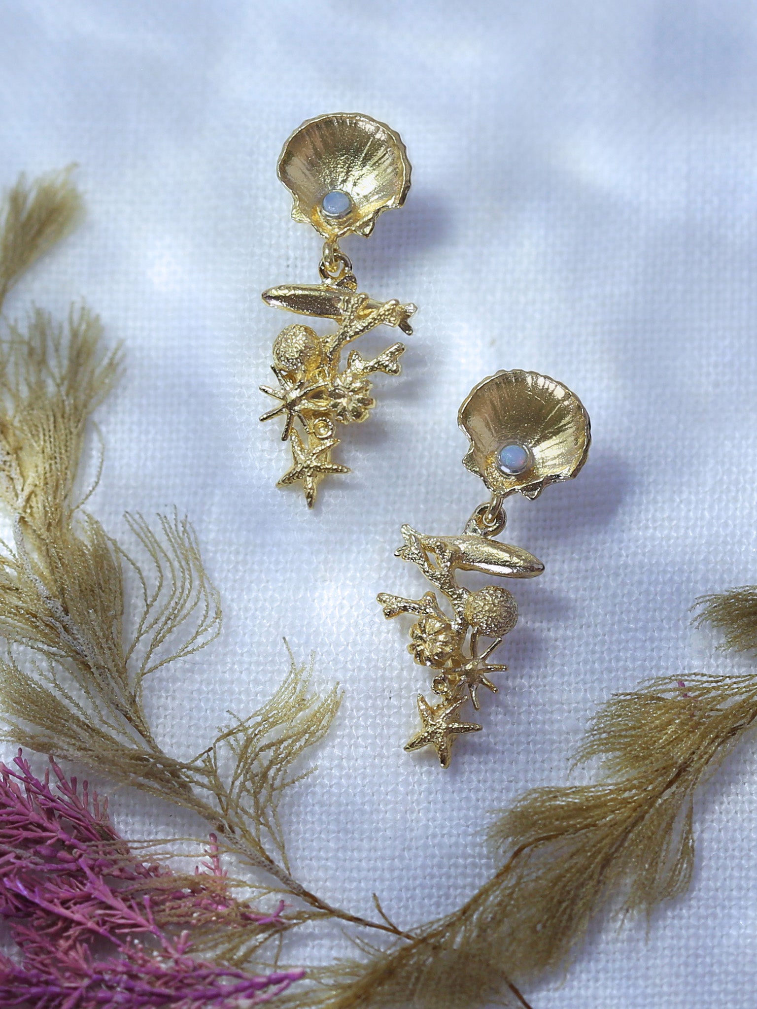 Coral Reef Opal Drop Earrings - image 3