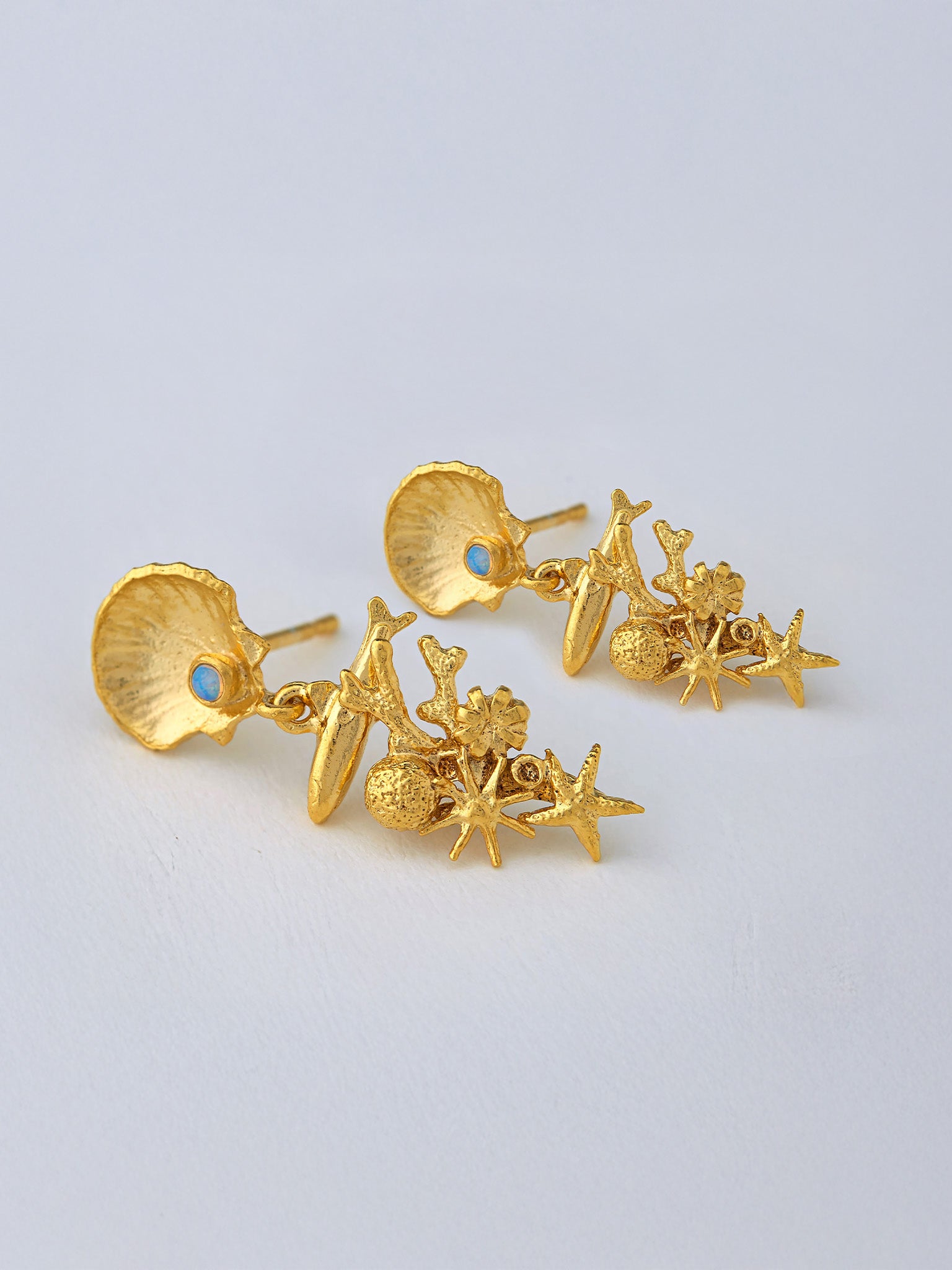 Coral Reef Opal Drop Earrings - image 4 | gold plate
