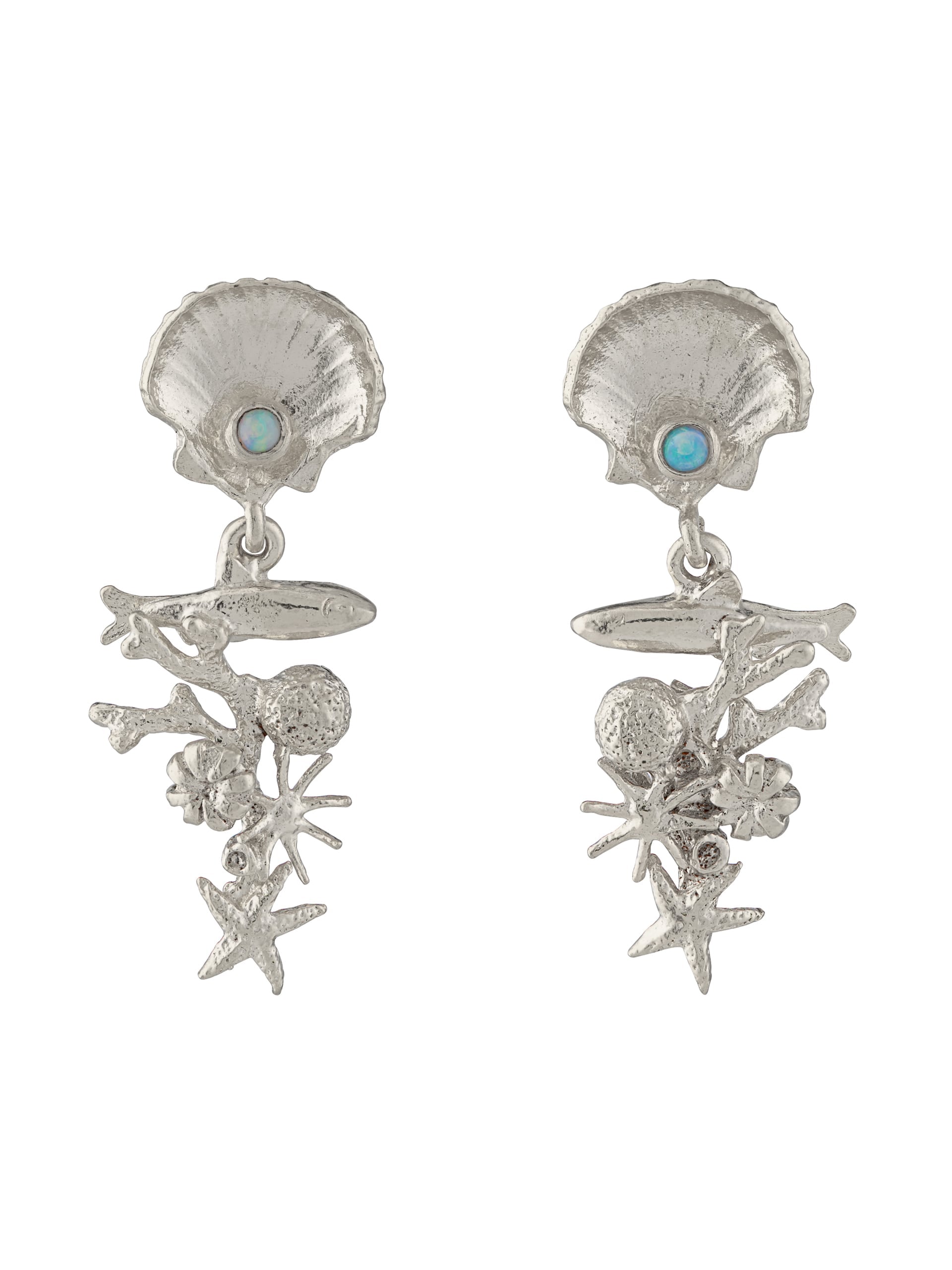 Coral Reef Opal Drop Earrings - image 6 | silver
