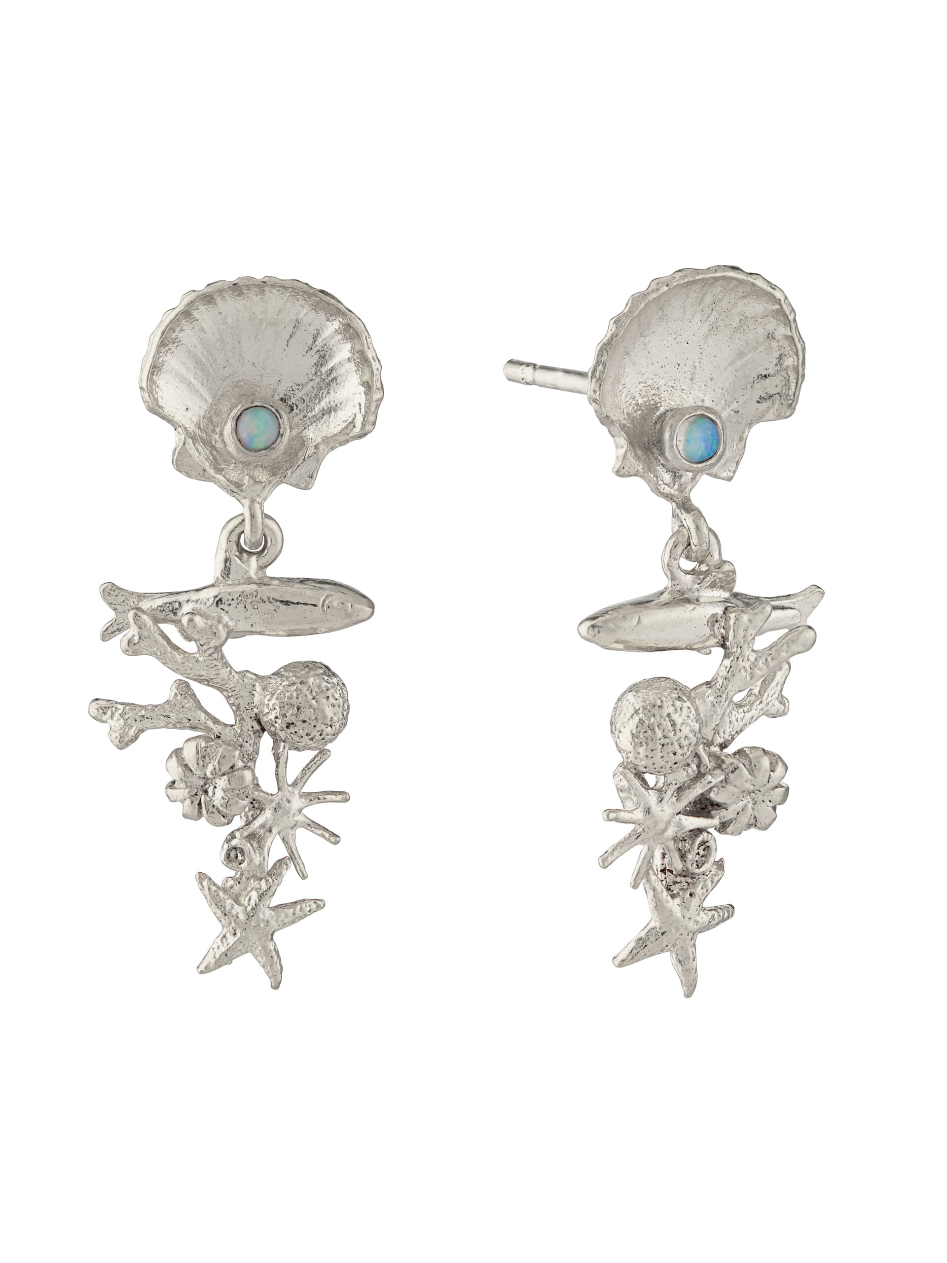 Coral Reef Opal Drop Earrings - image 8 | silver